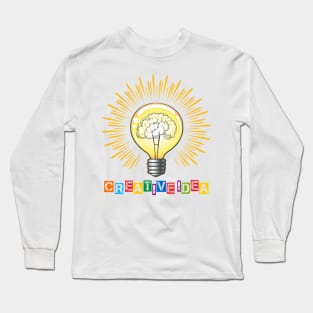 Light bulb lamp with brain inside Long Sleeve T-Shirt